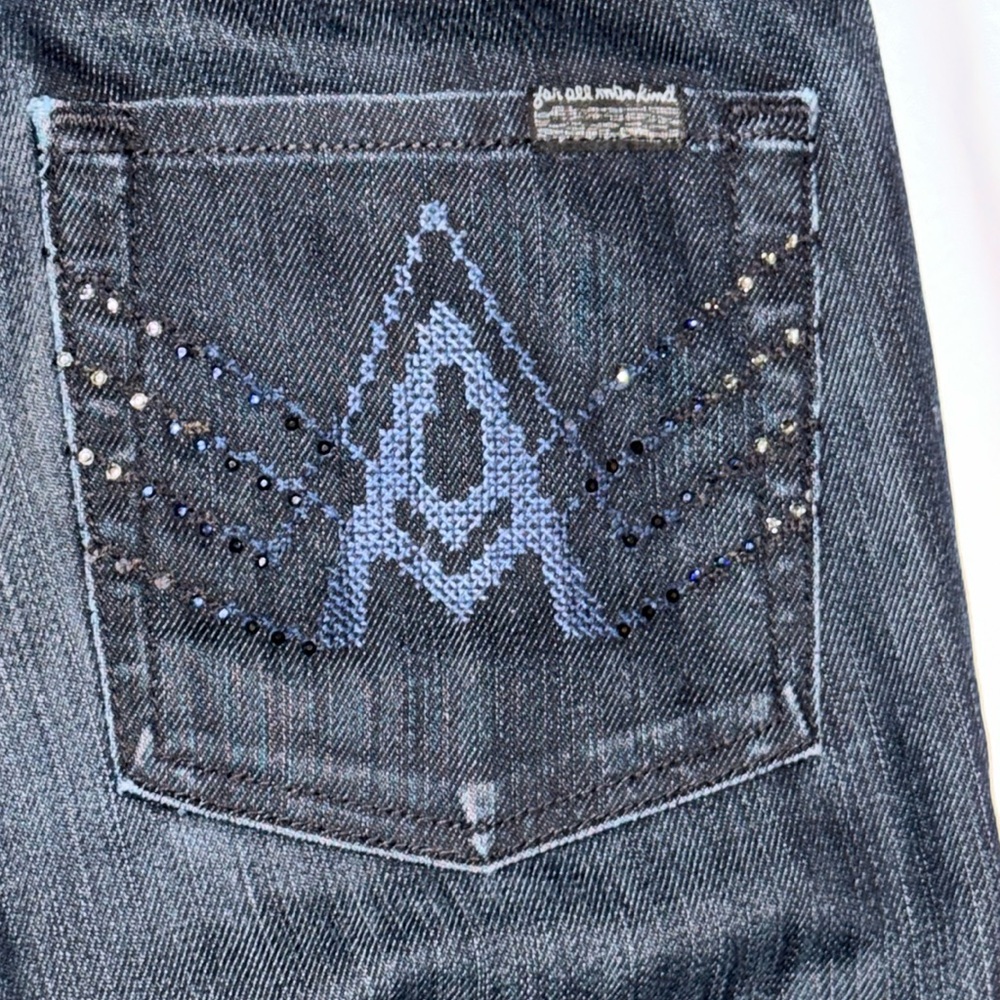 Pre Owned 7 Seven For All Mankind A Pocket Boot Cut Embellished Denim Jeans 27